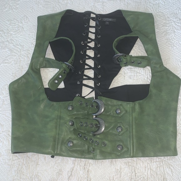 Dolls Kill Widow TEA LEAF PARTY UNDERBUST CORSET XXL (Sold Out !!) Faux Leather - Picture 7 of 9